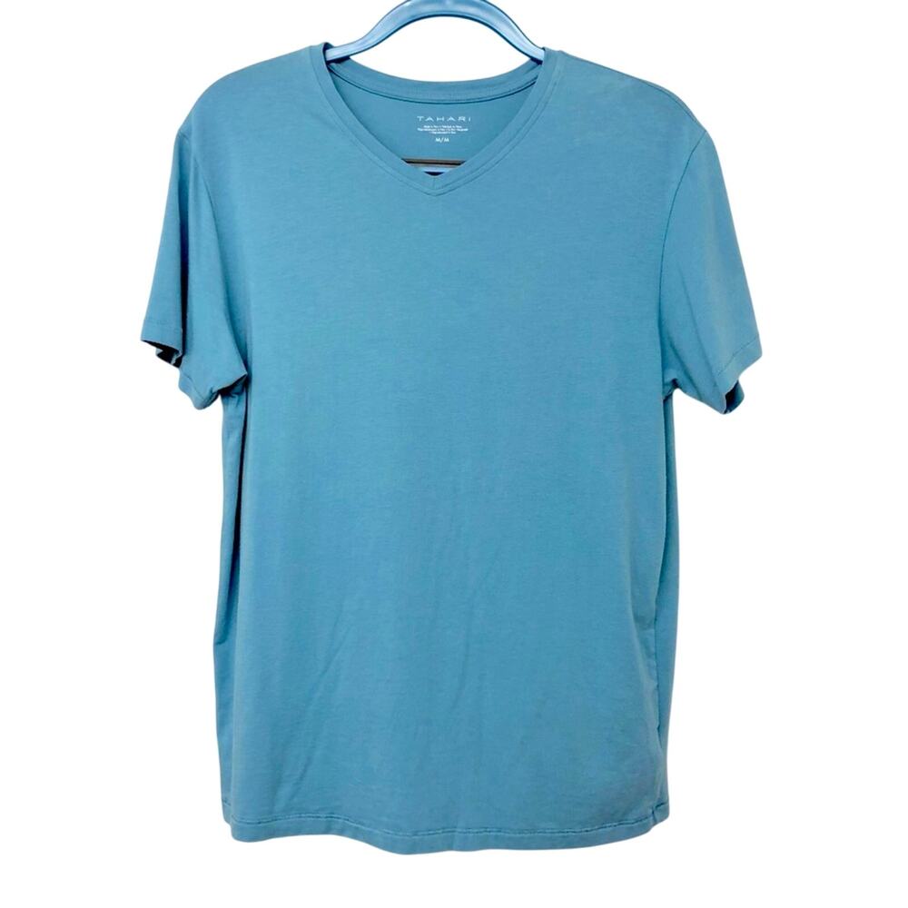 Tahari Mens Turquoise V Neck Short Sleeve T Shirt
